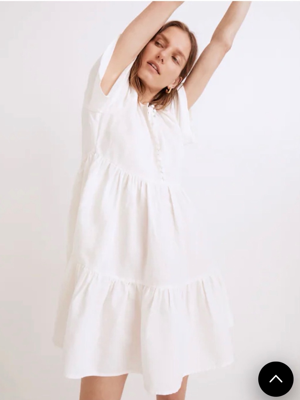 Madewell White Mini Dress with Button Front